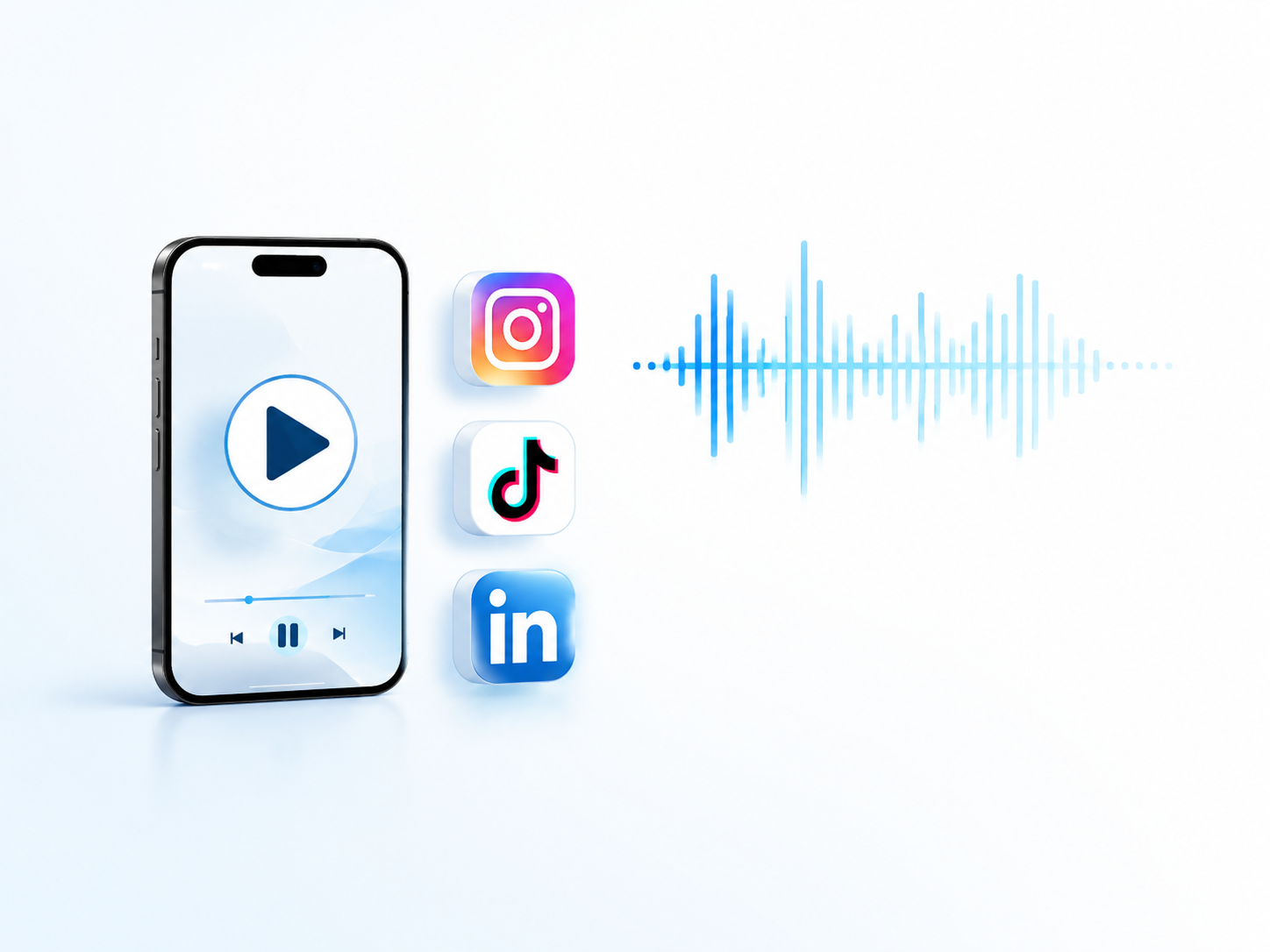 Social content production visual with phone and platform icons